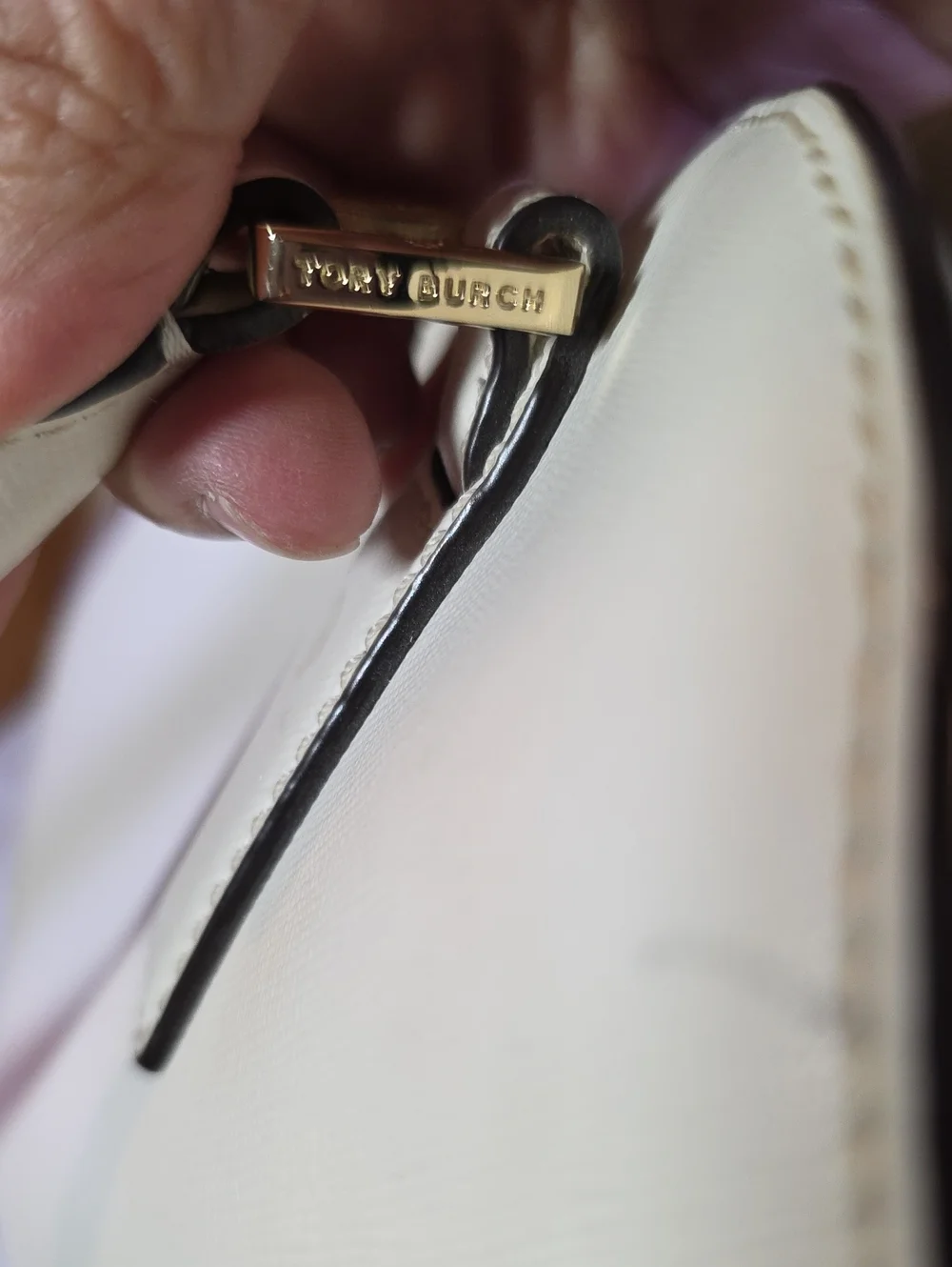 Tory Burch Cream Dome Satchel with Gold Logo